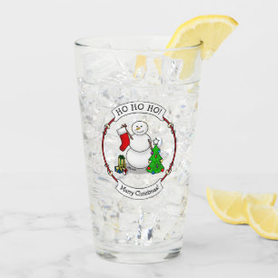 Merry Christmas 2 Tree Stocking Snowman Glass