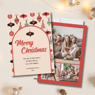 Merry Christmas 3 Family Photo Collage Holiday Card
