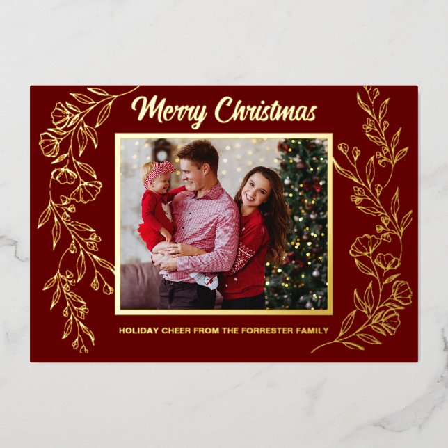 Merry Christmas  3 family Photo leaf art  (Front)