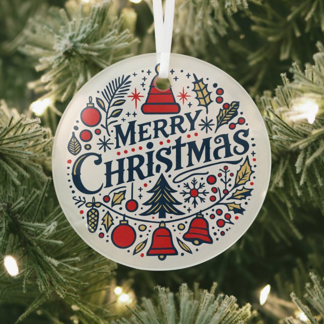 Merry Christmas 3 Glass Tree Decoration (Insitu)