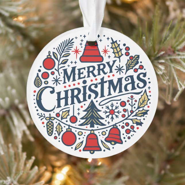 Merry Christmas 3 Ornament (Tree)