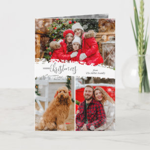 Merry Christmas 3 Photo Collage Folded Holiday Card