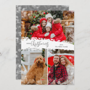 Merry Christmas 3 Photo Collage Holiday Card