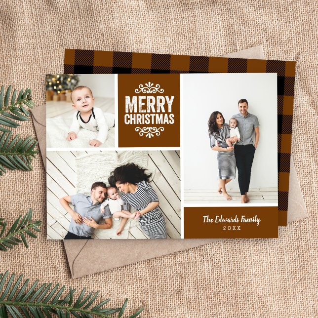 Merry Christmas 3 Photo Collage Holiday Card (Creator Uploaded)