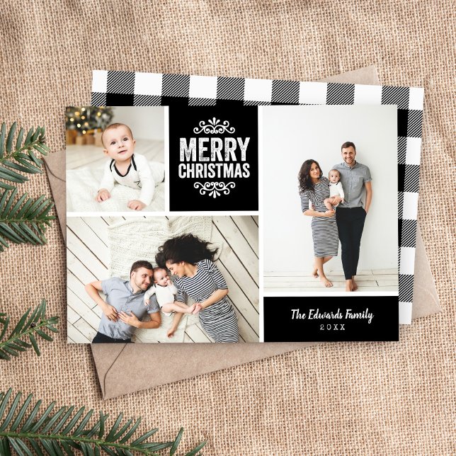 Merry Christmas 3 Photo Collage Holiday Card (Creator Uploaded)