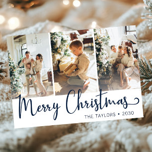 Merry Christmas 3 Photo Holiday Card