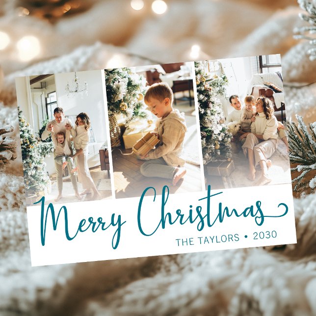 Merry Christmas 3 Photo Holiday Card (Creator Uploaded)