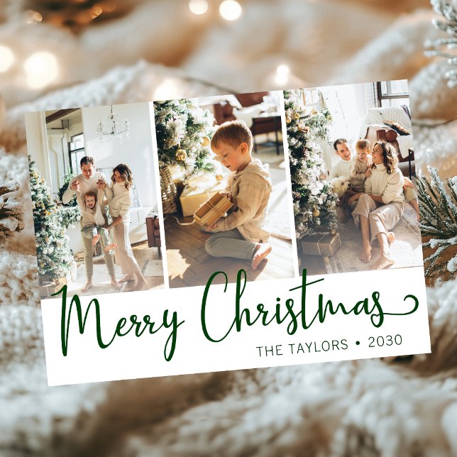 Merry Christmas 3 Photo Holiday Card (Creator Uploaded)