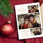 Merry Christmas 3 Photos Collage Elegant Script  Save The Date<br><div class="desc">Merry Christmas 3 Photos Collage Elegant Script Holiday Card as a Wedding Save the Date. Capture the Magic with Our Elegant Christmas Card** Make your wedding Save the Date truly special with our "Merry Christmas 3 Photos Collage Elegant Script Holiday Card." This card seamlessly combines the festive spirit of Christmas...</div>