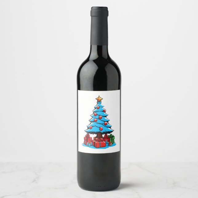 Merry Christmas 3D Wine Label (Front)