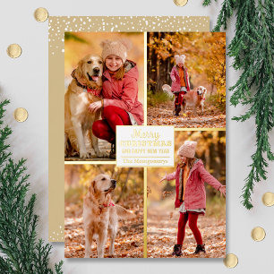 Merry Christmas 4 Photo Collage Gold