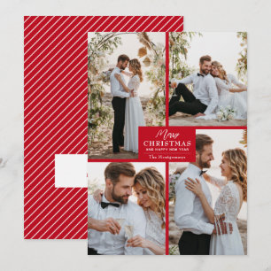 Merry Christmas 4 Photo Collage Holiday Card
