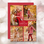 Merry Christmas 4 Photo Collage Holiday Card<br><div class="desc">Your last name and the greeting Merry Christmas and Happy New Year in chic lettering on red with your favourite 4 photo collage on the front and your first names on the back of this holiday greeting cards. MORE COLORS in our store. The Live Design Service can help you with...</div>