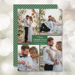 Merry Christmas 4 Photo Collage Holiday Card<br><div class="desc">Your last name and the greeting Merry Christmas and Happy New Year in chic lettering on green with your favourite 4 photo collage on the front and your first names on the back of this holiday greeting cards. MORE COLORS in our store. The Live Design Service can help you with...</div>