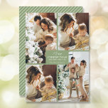 Merry Christmas 4 Photo Collage Holiday Card<br><div class="desc">Your last name and the greeting Merry Christmas and Happy New Year in chic lettering on sage green with your favourite 4 photo collage on the front and your first names on the back of this holiday greeting cards. MORE COLORS in our store. The Live Design Service can help you...</div>
