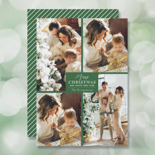 Merry Christmas 4 Photo Collage Holiday Card