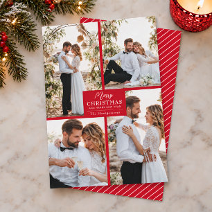 Merry Christmas 4 Photo Collage Holiday Card