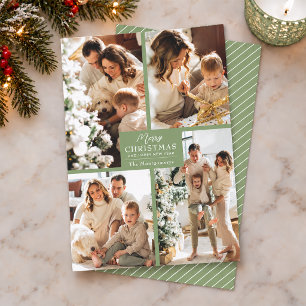 Merry Christmas 4 Photo Collage Holiday Card