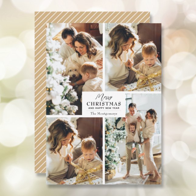 Merry Christmas 4 Photo Collage Holiday Cards (Creator Uploaded)