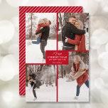 Merry Christmas 4 Photo Collage Red Holiday Card<br><div class="desc">Your last name and the greeting Merry Christmas and Happy New Year in chic lettering on red with your favorite 4 photo collage on the front and your first names on the back of this holiday greeting cards. MORE COLORS in our store. The Live Design Service can help you with...</div>