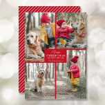 Merry Christmas 4 Photo Collage Red Holiday Card<br><div class="desc">Your last name and the greeting Merry Christmas and Happy New Year in chic lettering on red with your favourite 4 photo collage on the front and your first names on the back of this holiday greeting cards. MORE COLORS in our store. The Live Design Service can help you with...</div>