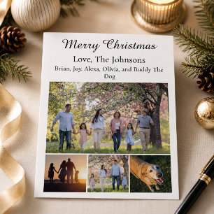 Merry Christmas 4 Photo Family Holiday Postcard