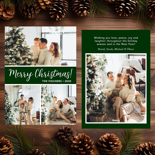 Merry Christmas 4 Photo Flat Holiday Card (Creator Uploaded)