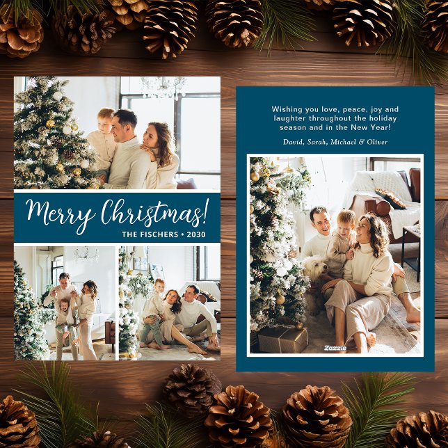 Merry Christmas 4 Photo Flat Holiday Card (Creator Uploaded)