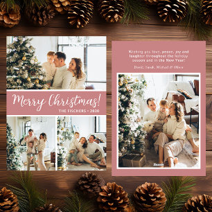 Merry Christmas 4 Photo Flat Holiday Card