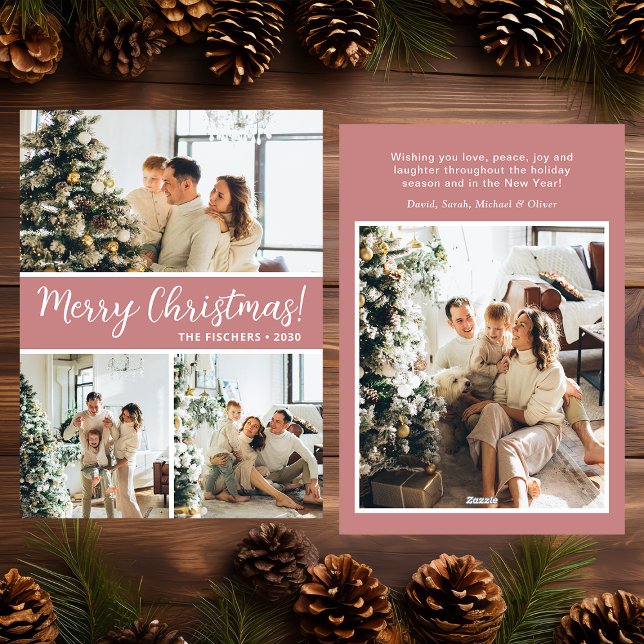 Merry Christmas 4 Photo Flat Holiday Card (Creator Uploaded)