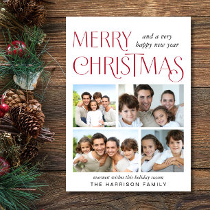 Merry Christmas 4 Photo Holiday Card