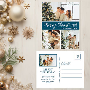 Merry Christmas 4 Photo Holiday Postcard