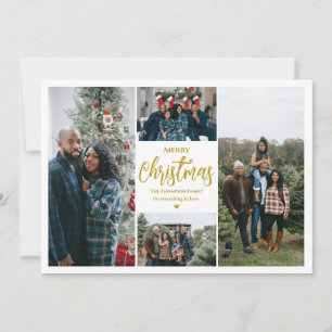 Merry Christmas 4 Photos  White Holiday Card