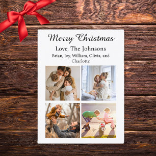 Merry Christmas 4 Square Photo Family Holiday Postcard