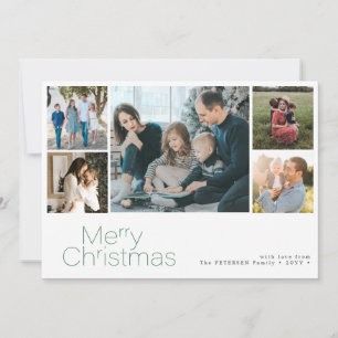 Merry Christmas 5 photo collage modern Holiday Card