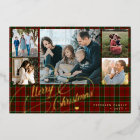 Merry Christmas 5 photos elegant script red plaid 