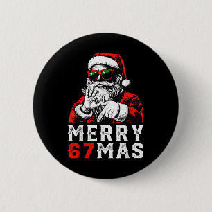 Merry Christmas 6 7 Meme Funny Santa 67 Hand Xmas Cm Round Badge
