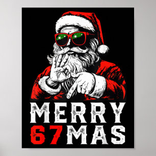 Merry Christmas 6 7 Meme Funny Santa 67 Hand Xmas  Poster