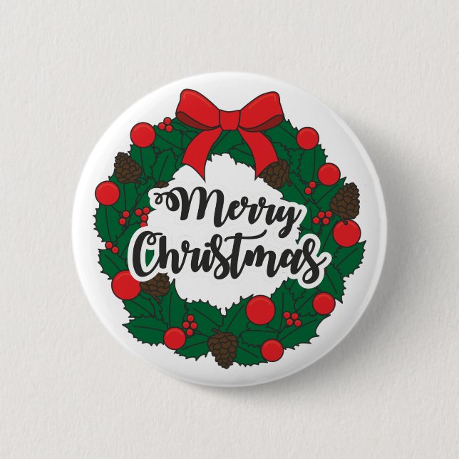 Merry christmas 6 cm round badge (Front)