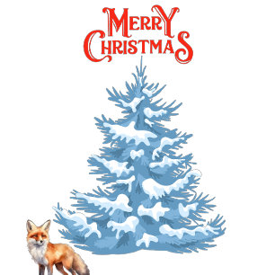 Merry Christmas  A Fox Walking in the Snow Holiday Card