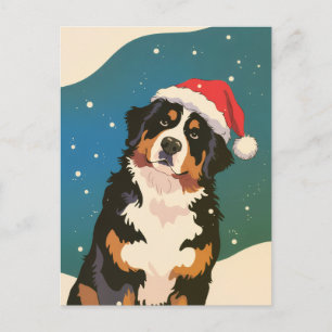 Merry Christmas A German Shepherd Dog in Santa Postcard