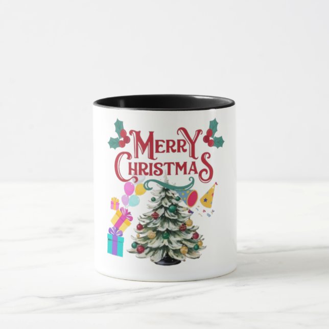  Merry Christmas  a tree and gift Mug (Center)