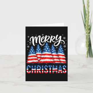 Merry Christmas Aamerican Flag Trees Winter Men Card