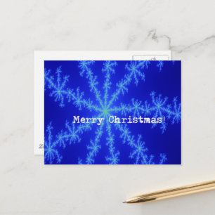 Merry Christmas Abstract Blue Snowflake Postcard