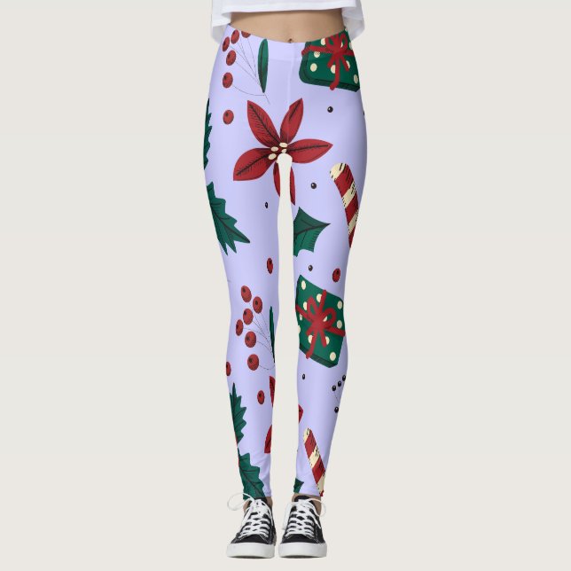 Merry Christmas Abstract Pattern Leggings (Front)