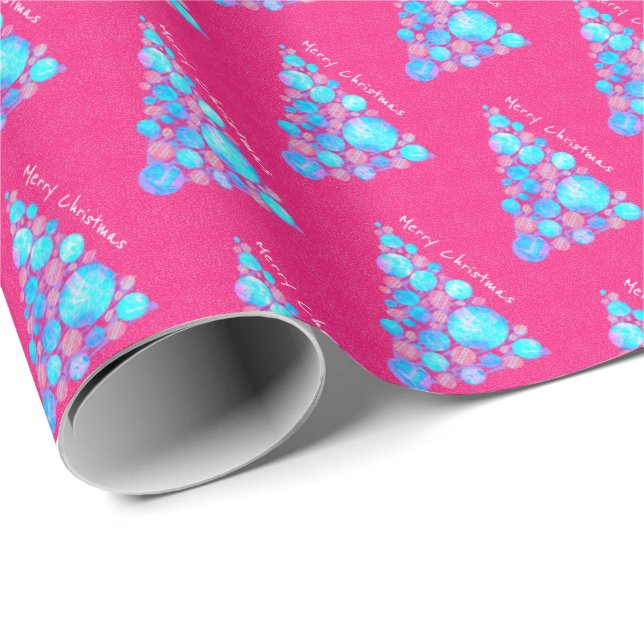 Merry Christmas Abstract Purple Tree Pink Paper (Roll Corner)