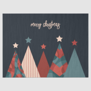 Merry Christmas abstract retro xmas tree forest Tissue Paper