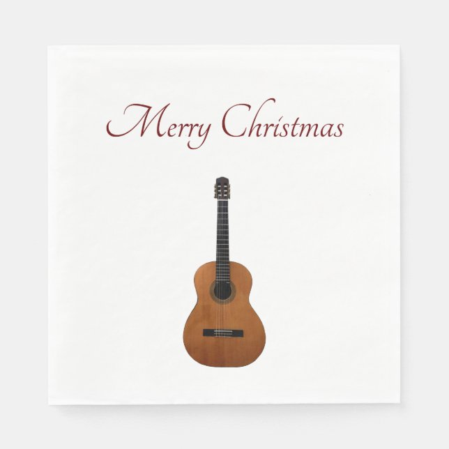 Merry Christmas Acoustic Guitar Musical Napkin (Front)