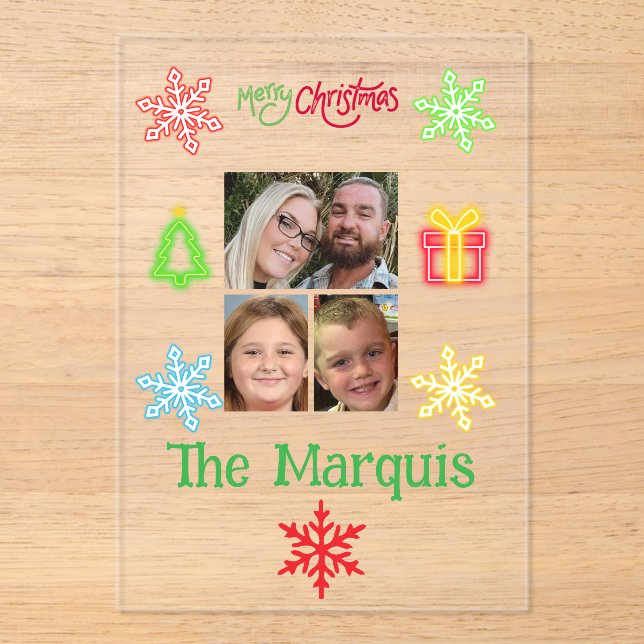 Merry christmas acrylic family greeting card acrylic invitations (Front)