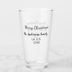 Merry Christmas add family name address name text Glass